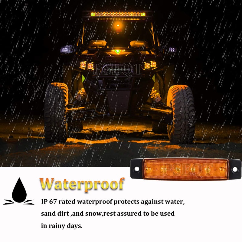 PSEQT 10 Pcs LED Rock Strip Lights Car Underglow Wheel Fender Well Lighting Kits Waterproof for Golf Cart Wrangler Offroad Truck RV UTV ATV Snowmobile (Amber Yellow) - Image 4